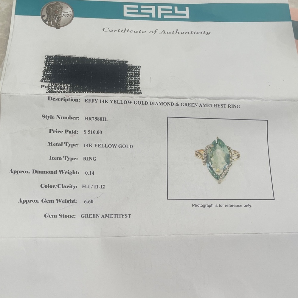 Effy Gold Ring with Green Gemstone and Diamond Accents - Picture 7 of 15